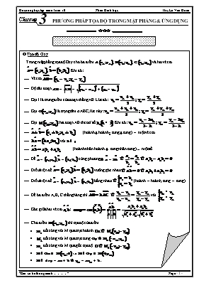 Đê cương hoc tâp môn Toan 10 Phân Hinh học - Chương 3 Phương phap toa đô trong măt phăng & ưng dung